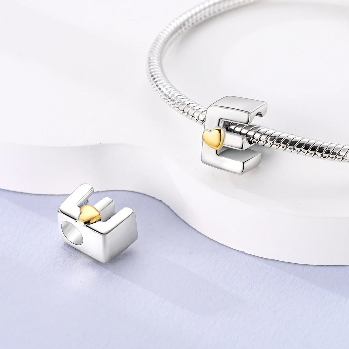 New Silver Plated Heart Shape A-Z Letter Charms