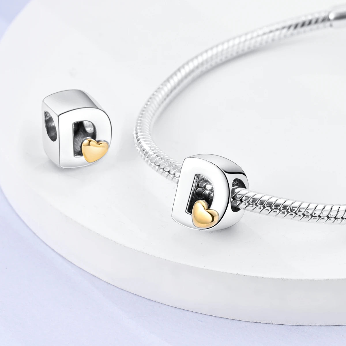 New Silver Plated Heart Shape A-Z Letter Charms